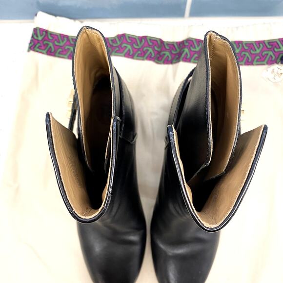 Tory Burch Kira 70MM Calf Leather Booties Boots 6 Black Block Heel With Dust Bag - Picture 10 of 16